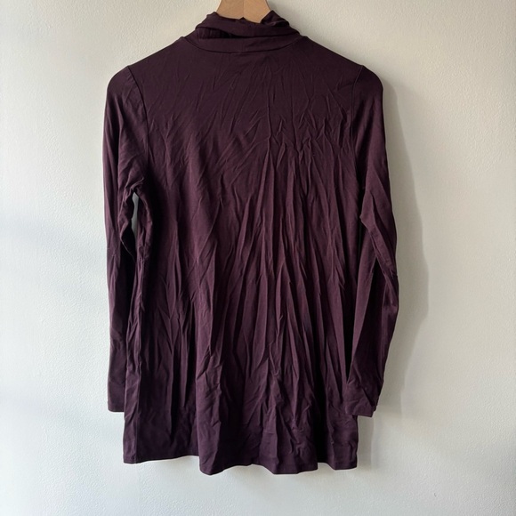 Eileen Fisher Cassis Jersey Turtle Neck Long Tunic Tee Top Blouse Sz XS - Picture 2 of 5